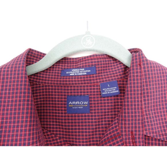 Vintage Arrow short sleeve button down shirt Men's Size Large Red plaid - Picture 4 of 6